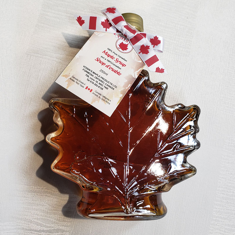 amber maple syrup 50ML glass leaf